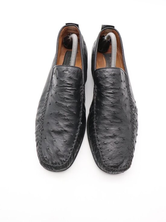 Mezlan Rollini Platinum Full Quill Ostrich 
Black Leather Men\'s 10.5 M Loafers main image 10